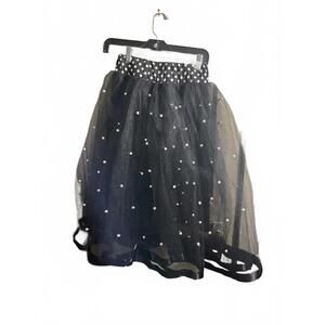 Romantic Black Tulle Skirt with Pearls Small